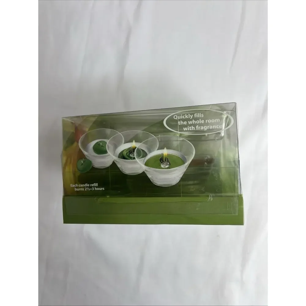 Glade Scented Oil Candles Glistening Snow 1 glass holder, 2 oil candle refills
